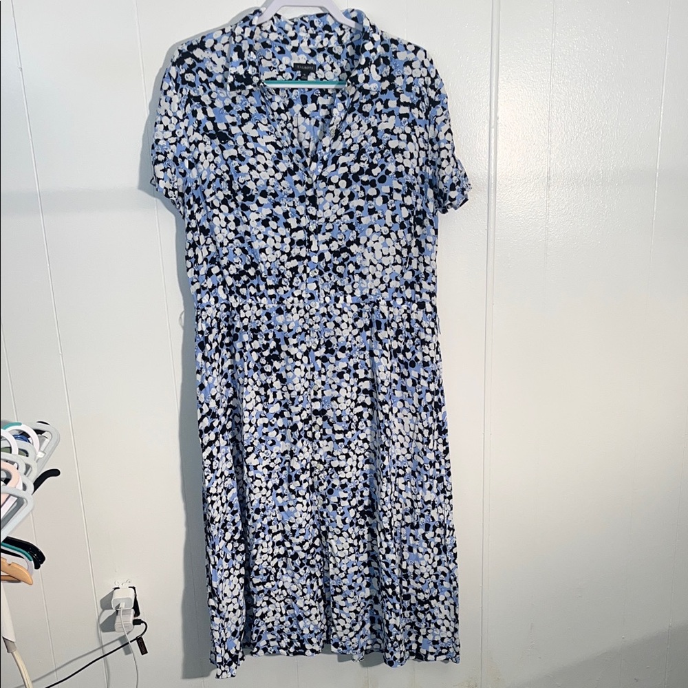 Talbots Blue and White Midi Dress